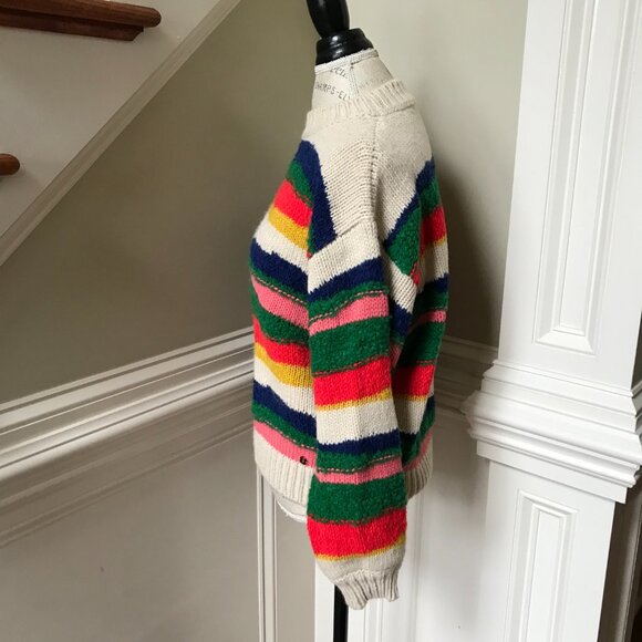 Anthropologie Ottod'Ame Stripe Sweater Womens 6 Medium 42 Blue Orange Crew Neck - Picture 9 of 13